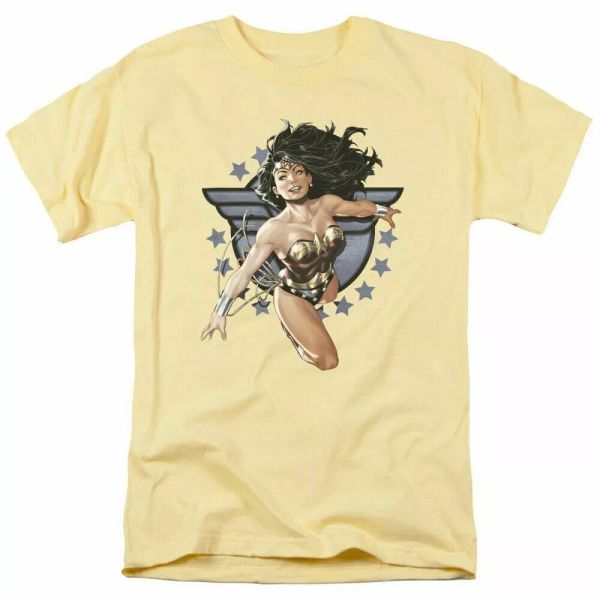 

Wonder Woman WW All Star T Shirt Mens Licensed Classic DC Comics Tee Banana, White;black