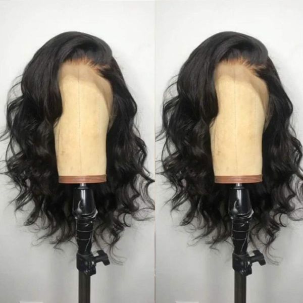 

part wavy lace front wig human hair brazilian remy 5x5 silk base wigs with baby 150% density1, Black;brown