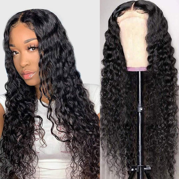 

13x6 hd aqua lace front curly human hair wig 150% remy indian hair 30 inches, Black