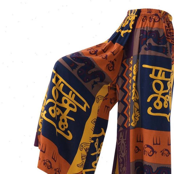 

womens capris vintage print women wide leg pants harajuku fashion cotton linen trousers clothes streetwear plus size sweatpants woman, Black;white