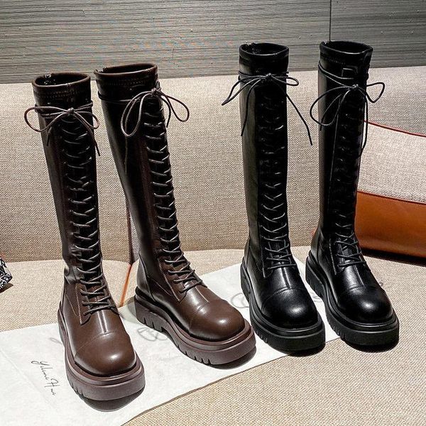 

high boots women's autumn/winter single 2021 net red black hundred but knee-length knight english horse