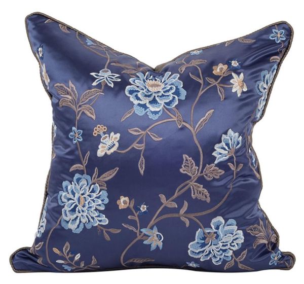 

cushion/decorative pillow fashion pastoral flower blue decorative throw pillow/almofadas case 45 50,retro embroidered floral cushion cover h