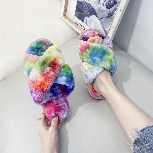 

slippers kids faux fur slides furry fluffy flip flops slip on flats cute ladies house plush home cozy warm shoes, Black