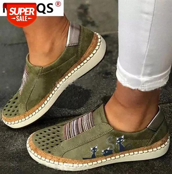 

2021 new women vulcanized shoes hand-stitched striped breathable elastic band retro casual flat sneakers #st0o