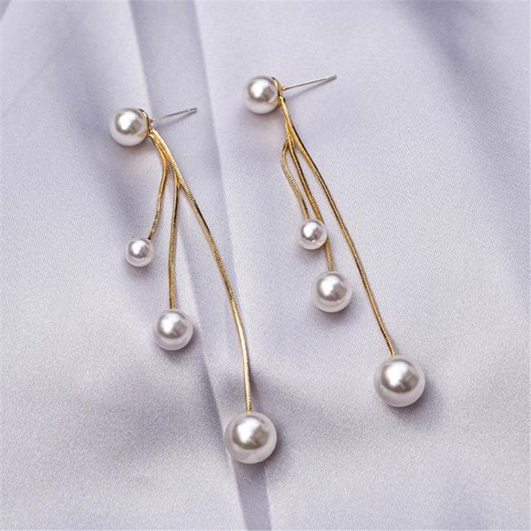 

fashion s925 needle small jewelry earrings wild temperament female heart-shaped pearl atmospheric dangle & chandelier, Silver
