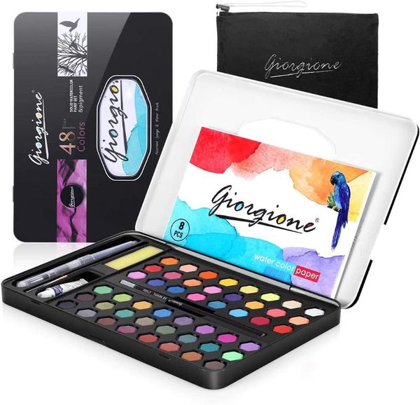 

gift sets 48 watercolor paint palette high pigment in tin box with storage bag for beginners professional artists kids