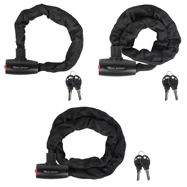 

bike locks west biking anti-theft lock bicycle mtb motorcycle with 2 keys thick lengthened chain security