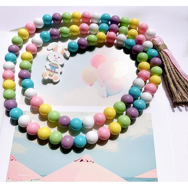 

decorative objects & figurines easter wood bead garland farmhouse country decor kid room wall hanging ornament qxna