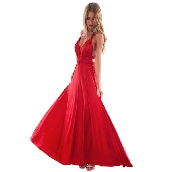 Сексуальные женщины Multiway Wrap Convertible Boho Maxi Club Красное платье Bandage длинное платье Женщины Party Bridesmaids Бесконечные женские платья 210329