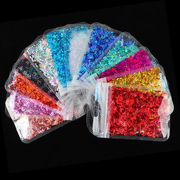 

nail glitter 1 bag holographic sequins art decorations mix letter design shape flakes tips manicure gold silver accessories, Silver;gold