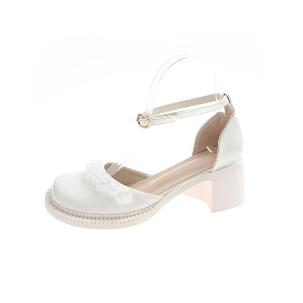 

sandals mary jane women's summer 2021 thick heel rhinestones japanese french baotou lolita shoes for women, Black