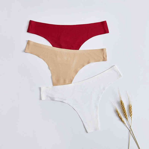 

3 pieces thong seamless lingerie panty thongs female t-back soft g-string underwear for woman new bannirou, Red;black