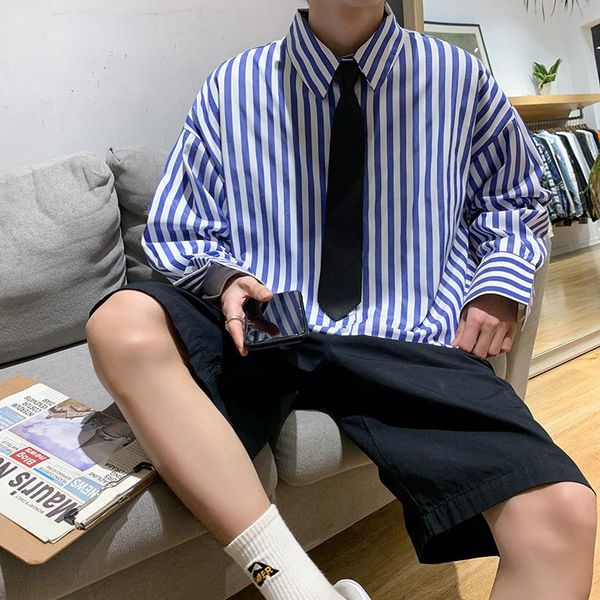 

men's casual shirts summer thin striped shirt fashion business society mens dress korean loose men long-sleeved s-3xl, White;black