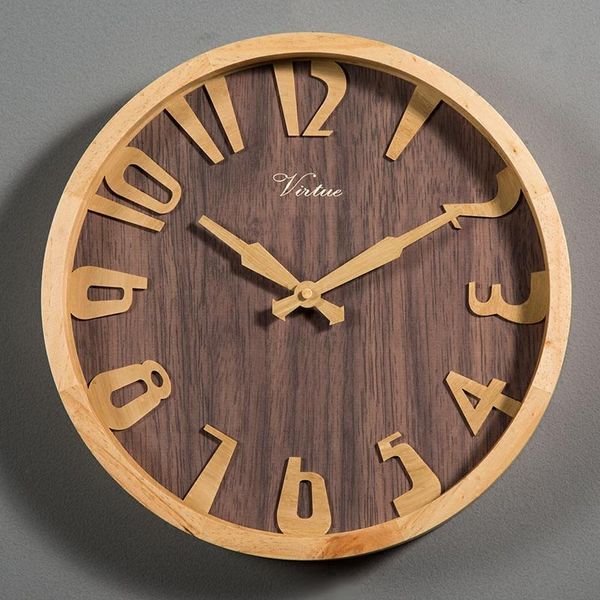 

wall clocks large vintage wood nordic modern minimalist living room oversizes wooden clock rustic wandklok home decoration ee50