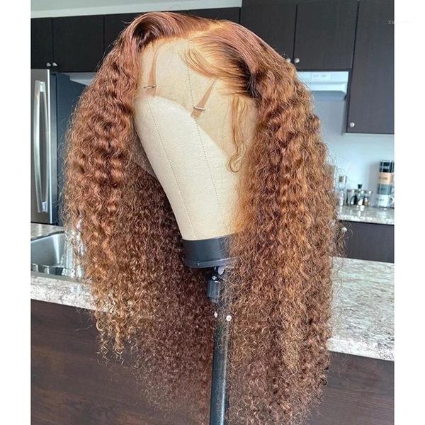 

peruvian bouncy curly gloden 13x6 transparent lace front human hair wigs with baby full remy 180% bleached knots1, Black;brown