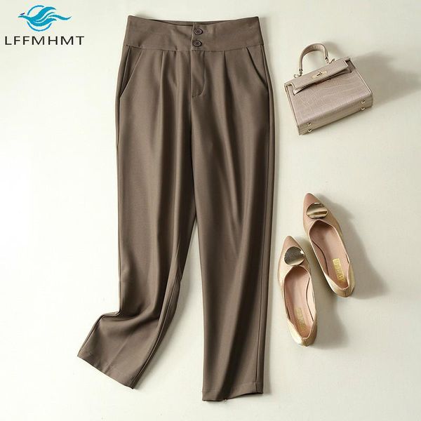 

women's pants & capris women winter fall waist solid color korea style ankle length harem pant office lady casual loose wild tr, Black;white