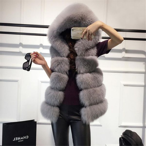 

women's fur & faux 2021 winter coat women casual sweatshirts sleeveless vest female jacket casaco feminino, Black