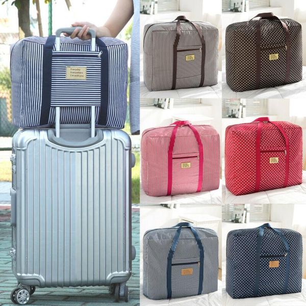 

storage bags est large capacity travel portable waterproof folding stripes and polka dots bag luggage suitcase pouch