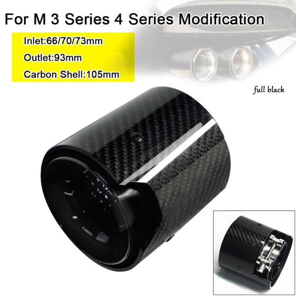 

manifold & parts 2 x short car styling inlet 66mm/70mm/73mm outlet 93mm m performance full black gloss carbon exhaust muffler tip tail pipes