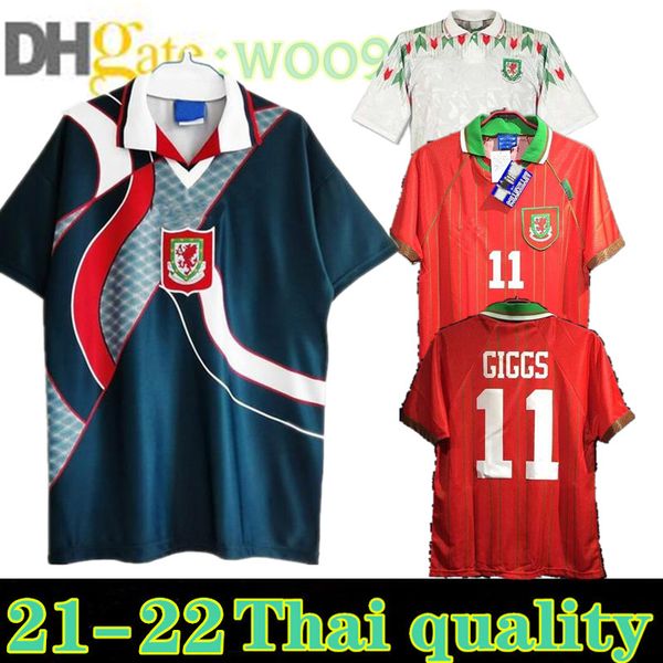 

retro wales soccer jerseys 1990 1993 gales 1992 1994 1995 1996 giggs hughes home away saunders rush boden speed vintage classic football shi, Black;yellow