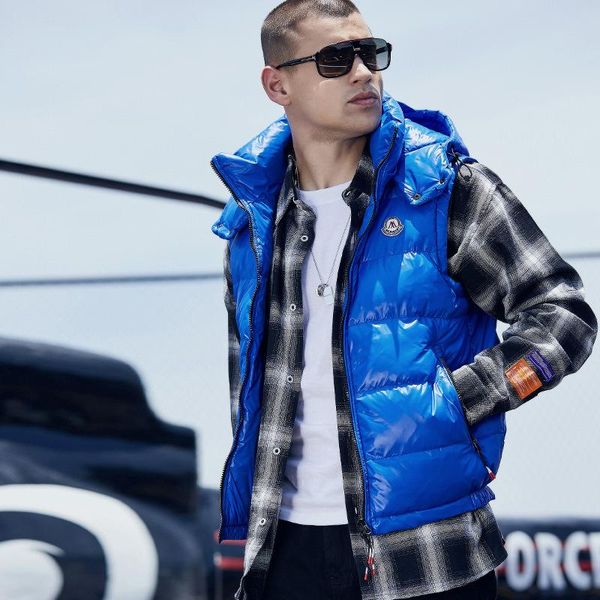 

men's vests casual was thin and large size wild plus fertilizer to increase thick hooded vest, Black;white