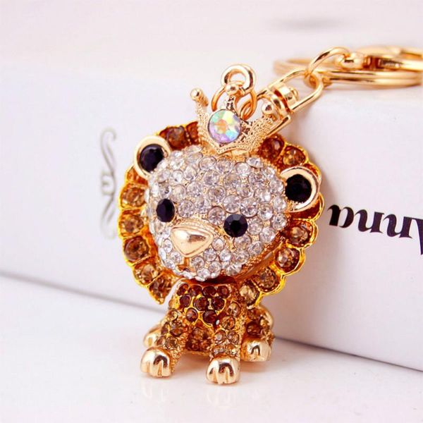

keychains 2021 rhinestone fantastic beasts lion alloy key chain ring holder charm trinket women handbag bag pendant jewelry gift, Silver