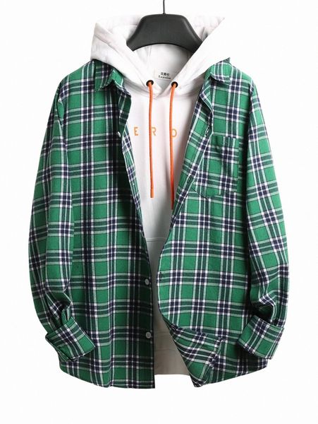 

men tartan print shirt without hoodie 444q#, White;black