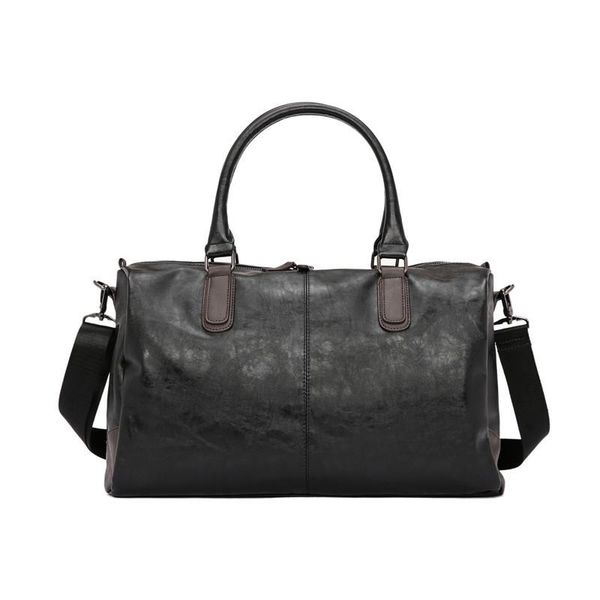 

duffel bags men's black handbag travel bag waterproof leather large capacity package multifunction tote casual crossbody