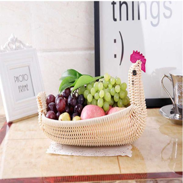 

storage baskets hand-woven basket imitation rattan for snack fruit tea bread picnic cosmetic kitchen supplies