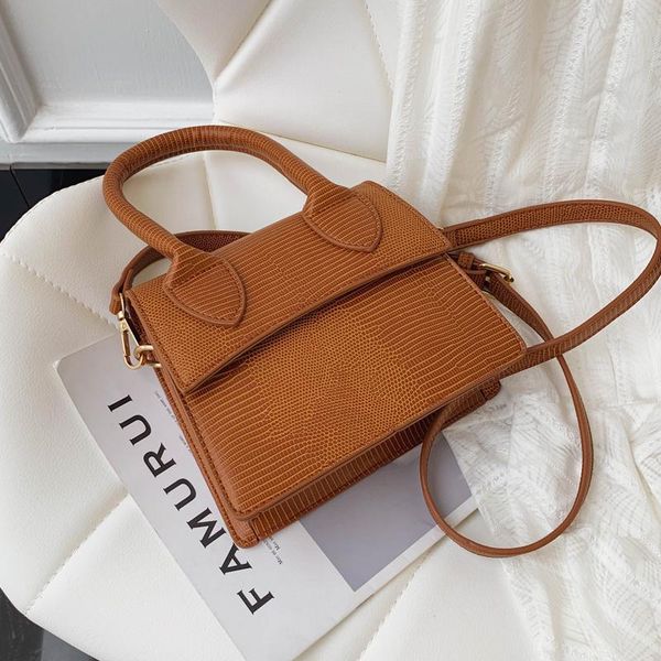 

evening bags lizard pattern pu leather hand designer women 2021 vintage shoulder handbags female travel tote lady fashion