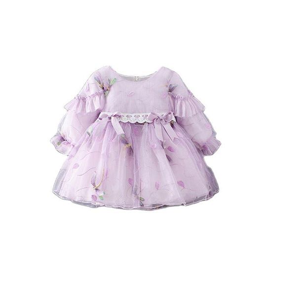 

girl's dresses 2021 spring born girls clothes baby rompers cotton long sleeve toddler infant jumpsuit lace mesh flowers clothing 0-24, Red;yellow