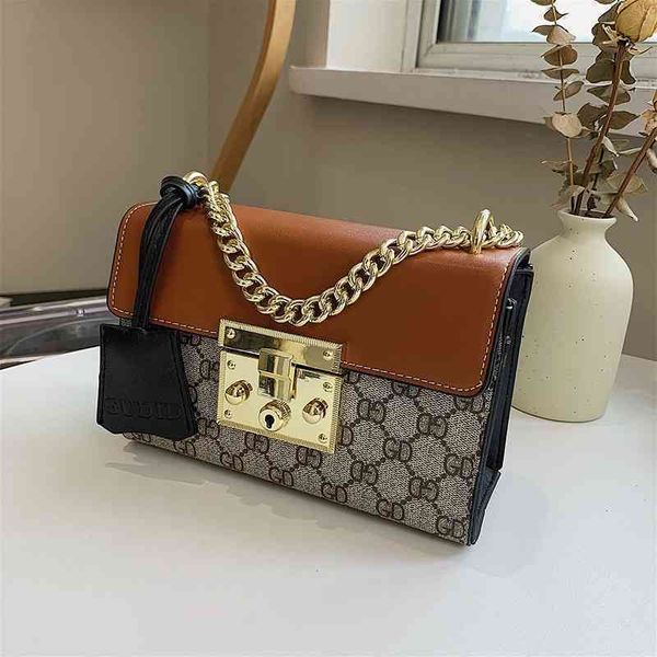 

2022 factory outlet online handbags contrast color women's autumn small square bag style chain single shoulder messenger bag