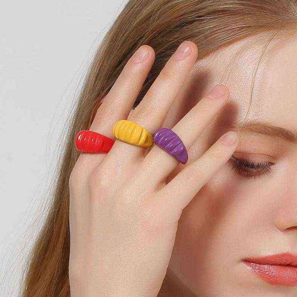 

korean fashion colorful ring personality geometric acrylic rings for women jewelry european american new thread ring anel bague g1125, Slivery;golden