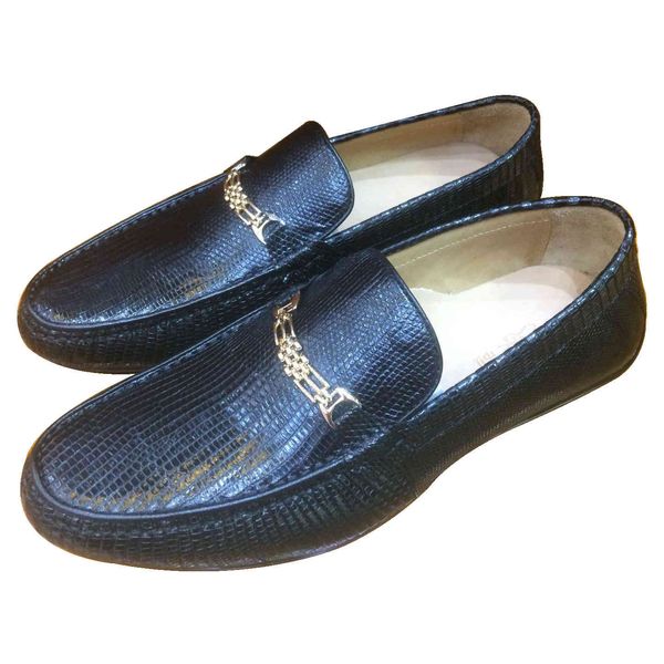 

straight men's sho busins casual leather python formal soft, Black