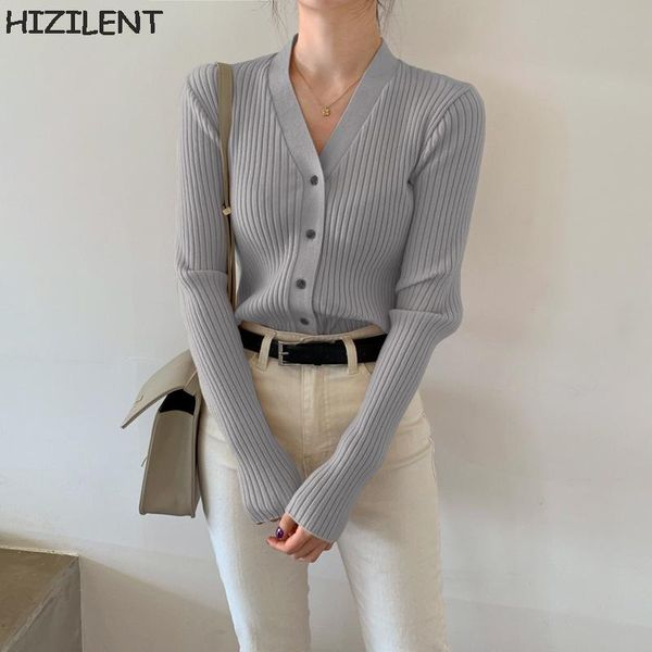 

women's knits & tees korean style v-neck solid basic knitted sweaters women buttons cardigan elegant fashion long sleeve female crop t, White