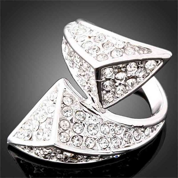 

l'amour&ma 2021 luxury fashion vintage exquisite designer zirconia metal crystal rings for women wife party jewelry gifts, Silver