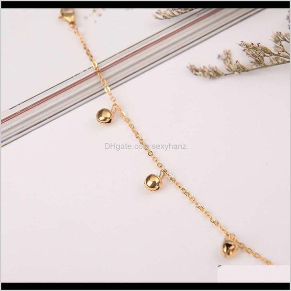 

anklets drop delivery 2021 girl personality bell rose gold titanium steel foot chain jewelry scqxa, Red;blue
