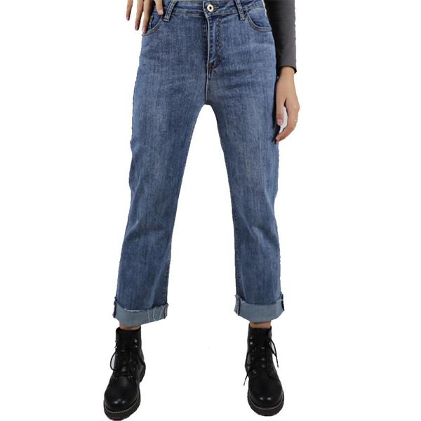 

women's jeans 2021 mujer full length mom cowboy denim pants cigarette, Blue