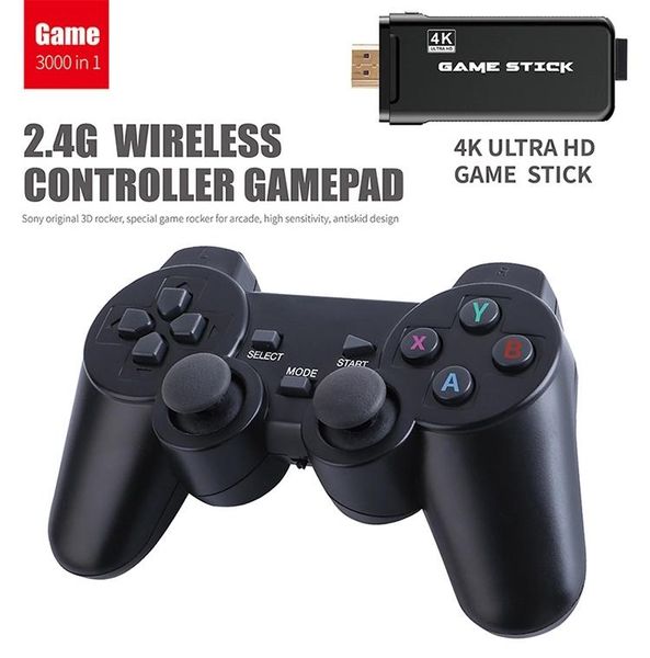 

portable game players est 4k ultra hd stick console built in 3000 retro with dual wireless controller