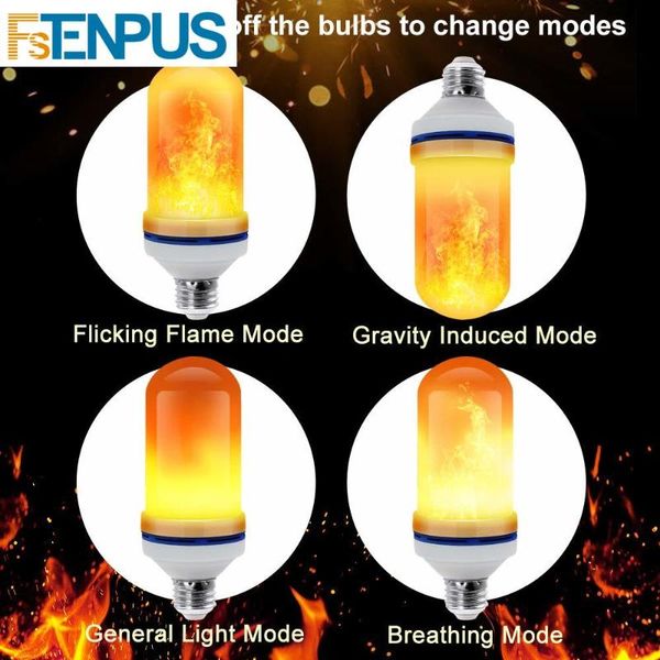 

85-265v led flame effect bulb fire light gravity sensor corn bulbs emulation decor lamp dynamic 4 modes creative lampa