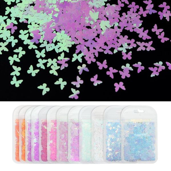 

nail art decorations 12 bags 3d mixed butterfly nails glitter sequins design for manicure flowers mermaid flakes polish rk390097, Silver;gold