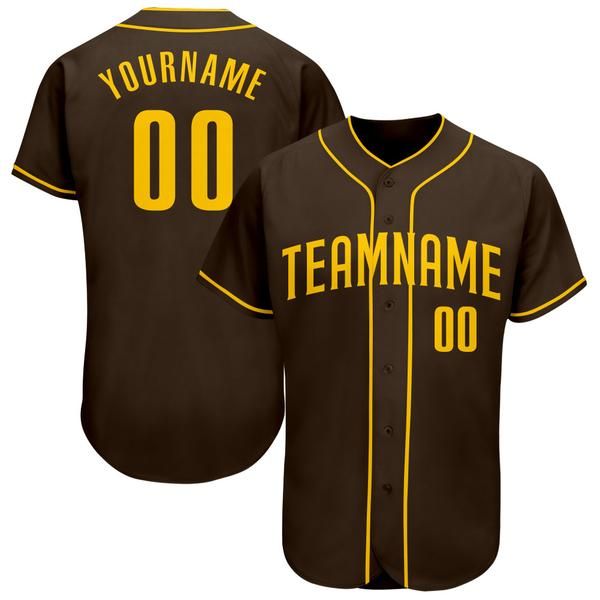 

custom brown gold authentic baseball jersey, Blue;black