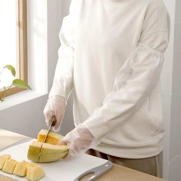 

disposable gloves 10pcs/pack of thicken and lengthen plastic for cleaning, gardening cooking household with rubber band