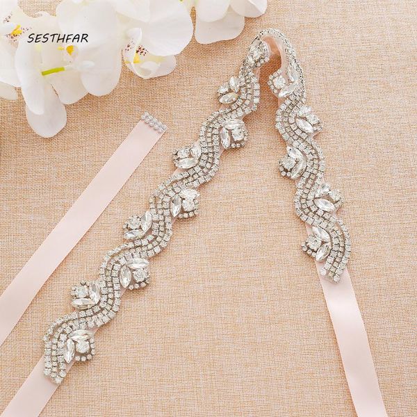 

wedding sashes belt hand sliver diamond beaded crystal bridal rhinestones sash accessories j196s, White