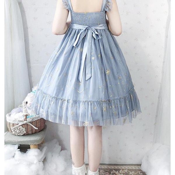 

casual dresses 2021 kawaii blue lolita dress for girls soft mesh fairy cute princess tea party teenagers japan slip outfits, Black;gray