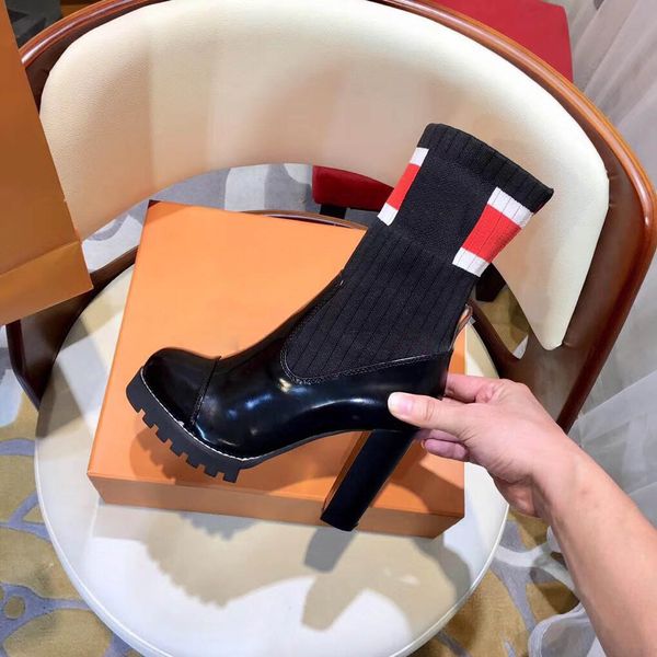 

vetements lighter heel boots black women's fashion boot women shoes stretch fabric lighter-heel middle boots