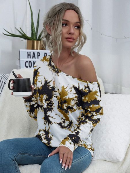 

tie-dye wash drop shoulder sweatshirt f6oj#, White;black