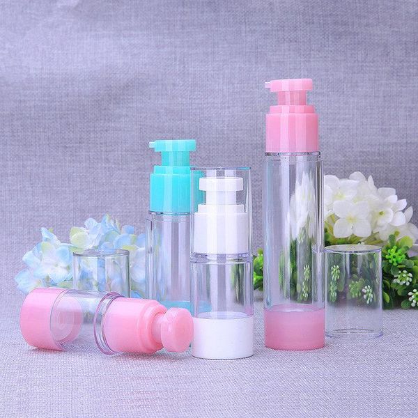 

15ml 30ml 50ml 2021 small refillable airless lotion pump bottle plastic vacuum cosmetic packaging storage bottles & jars