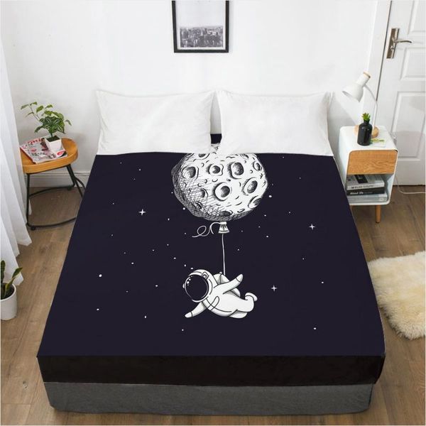

sheets & sets 1 pcs 3d printed moon balloon soft fitted sheet with elastic band solid bed cover-wrinkle abrasion resistant