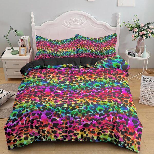

bedding sets leopard printed 2/3pcs duvet cover and pillow case eu/us/au/uk single twin full  king size